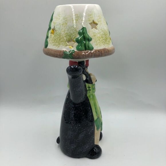 Christmas Polar Bear Ceramic Figurine Votive Tealight Candle Holder Lamp 2 Piece - Picture 9 of 13